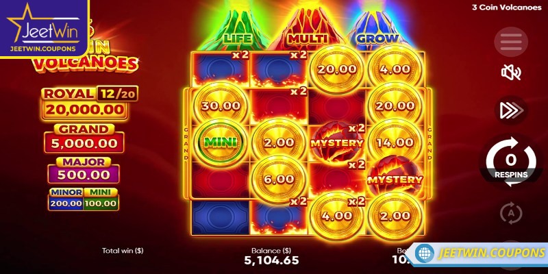 Trong 3 Coin Volcanoes, mỗi biểu tượng đều mang một giá trị